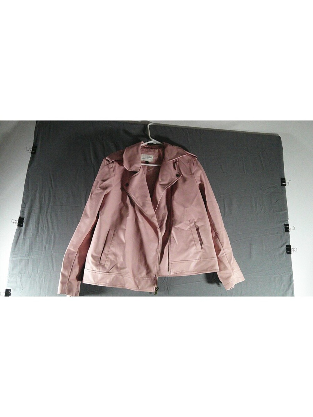 United Threads Pink Faux Leather Moto Jacket Size Medium